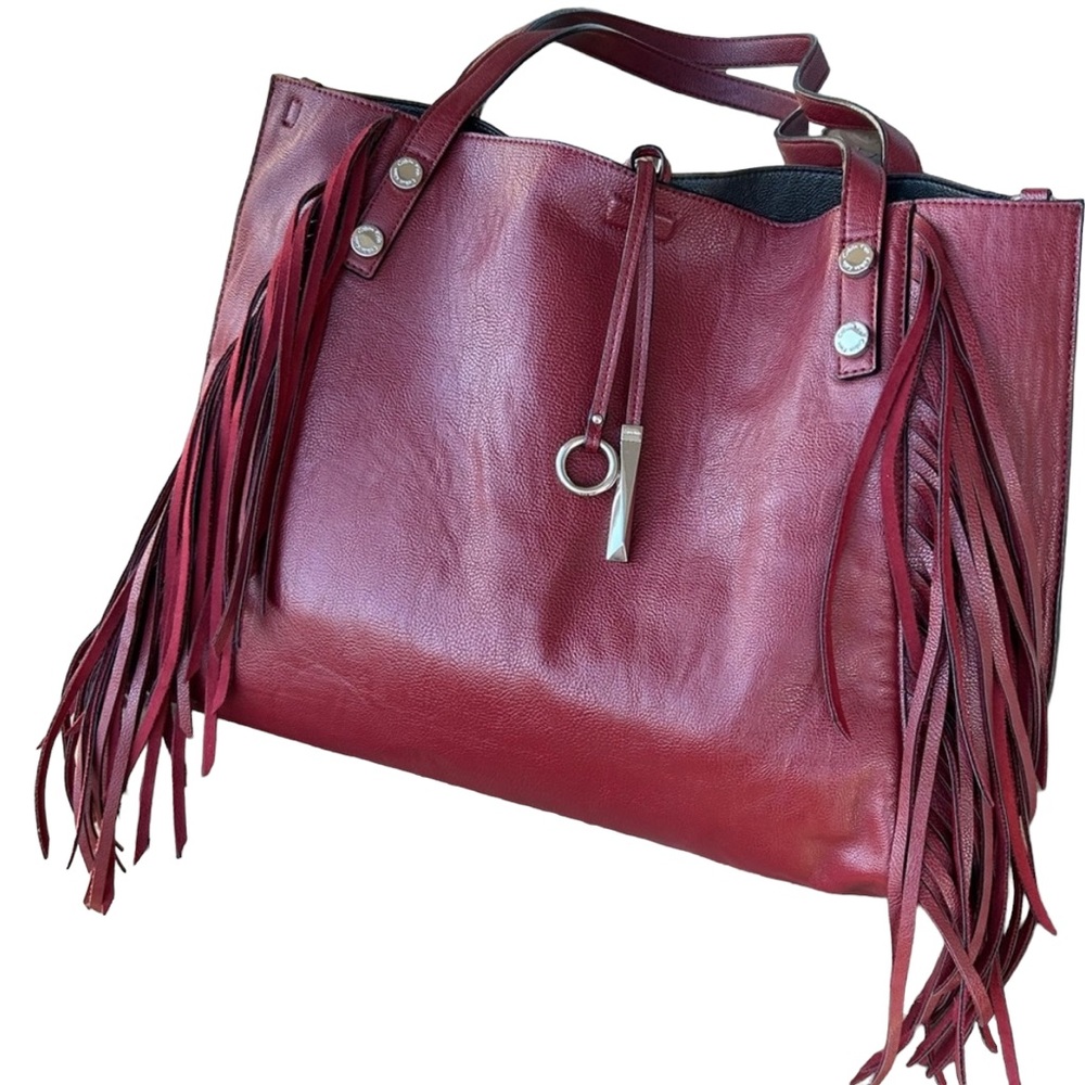 Calvin Klein Burgundy Leather Fringe NWOT Tote